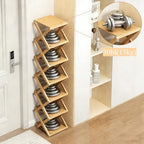 Bamboo Shoe Rack - No Assembly Required, Tall Narrow Foldable Shoe Organizer, Space-Saving Multifunctional Shelf for Entryways, Corners, Bedrooms, Balconies, 7 Layer(Reinforced and Thickened) - Image 5