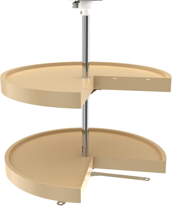 Rev-A-Shelf 2 Tier Pie-Cut Lazy Susan for Corner Base Cabinets, Plastic, 24" Double Shelf Swivel Kitchen Spice/Can Organizer, Almond, 6942-24-15-52 by Rev-A-Shelf
