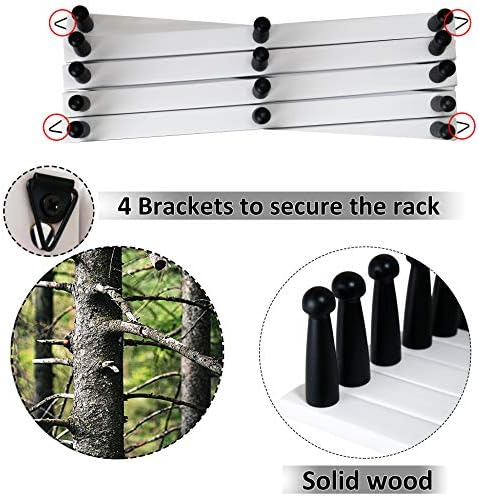 WEBI Accordion Wall Hanger,Expandable Wooden Hat Rack for Wall Mounted Coat Rack,Accordion Hat Hooks Holder for Baseball Caps,14 Peg Hooks,Black on White - Image 4