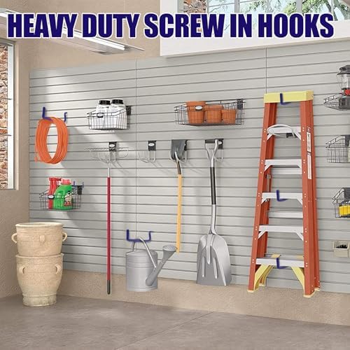 Garage Hooks Heavy Duty, 12-Pack Mixed Utility Garage Hooks, Wall Mounted Steel Tool Hangers for Garage Wall Organizer, Hold Ladders Tools Bikes (Blue, 6 Type & 12 Pack) - Image 5