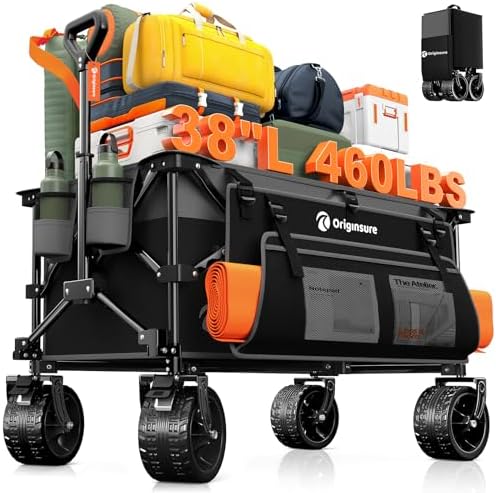 Originsure 220L Foldable Beach Wagon Cart with Big Wheels,460lbs,Grey&Black by Unknown