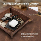 CoBak Leather Valet Tray, Premium PU Leather Catch-All Tray for Entryway Table Key, Phone, Wallet, Coins & Jewelry, Bedside Nightstand Desk-top Catchall (Brown) - Image 3