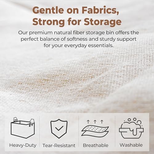 StorageWorks Storage Basket for Shelves, Storage Bins, Natural, 2-Pack - Image 4