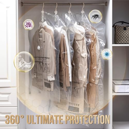 TAILI Hanging Vacuum Storage Bags Clothes, Coats, Jackets,6 Short with Pump - Image 3