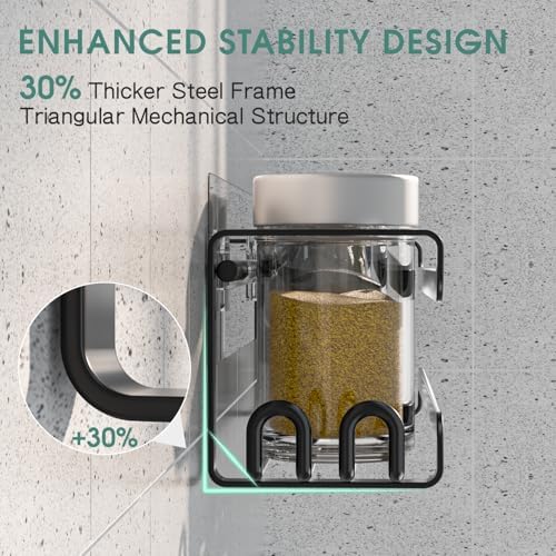 LUCYCAZ 2 Pack Wall Mounted Spice Rack for Spice Jars & Seasonings (Black) - Image 4