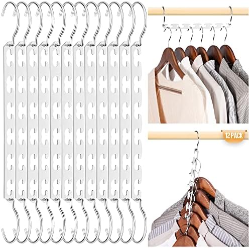 HOUSE DAY Closet Organizers and Storage Space Saving Hangers 12 Pack Stainless Steel Magic Hangers Upgraded Sturdy Multiple Hanger in one Space Saver Clothes Hanger College Dorm Room Essentials by HOUSEDAY