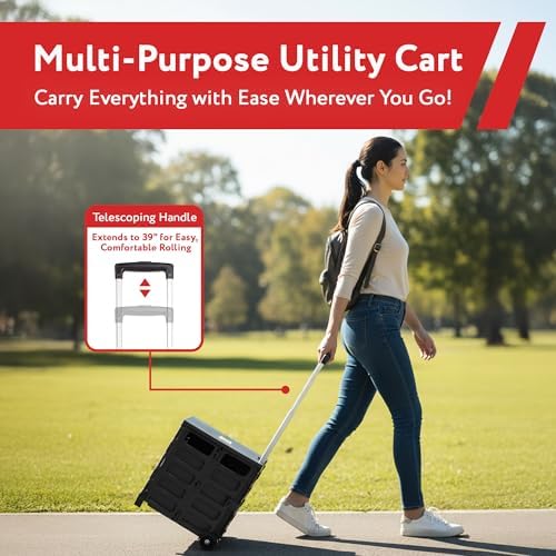 dbest Products Quik Cart Pro Collapsible Rolling Crate on Wheels - Black - Image 2