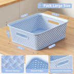 MaxGear 3 Pack Plastic Storage Baskets, Large, Blue - Image 6