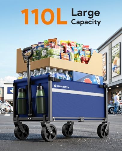 Collapsible Wagon Cart with Wheels, 220LBS for Grocery Shopping Camping - Image 3