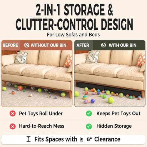 Fokyfok 2 Pack Under Bed Storage with Wheels 4.5 inch Height | Metal Frame,Lid,Rolling Slim Under Bed Drawers for Shoes,Clothes,Shallow Underbed Storage,Under Couch Storage,Black - Image 6