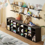 DINZI LVJ Shoe Storage Bench with Cushion, 16-Cubby Shoe Rack with Seat - Image 2