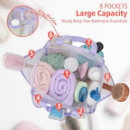 Mesh Shower Caddy Portable - 8 Pockets, S-Hook, Shower Bag for Dorm Camping - Image 2