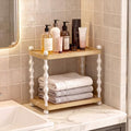 2-Tier Bathroom Counter Organizer, Retro Wooden Vanity Sink Shelf by Unknown
