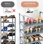 LANTEFUL 10 Tiers Tall Shoe Rack 20-25 Pairs Boots Organizer Storage Sturdy Narrow Shoe Shelf for Entryway, Closets with Hooks, Grey - Image 6