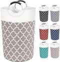 Large Laundry Basket, 115L Tall Collapsible Hamper with Handles, Khaki by Fabspace
