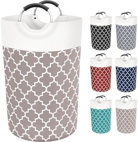 Large Laundry Basket, 115L Tall Collapsible Hamper with Handles, Khaki by Fabspace