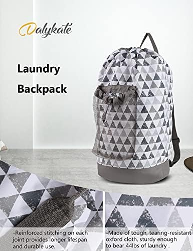 Dalykate Backpack Laundry Bag, Laundry Backpack with Shoulder Straps and Mesh Pocket Durable Nylon Clothes Hamper Bag with Drawstring Closure for College, Travel, Laundromat, Apartment - Image 5