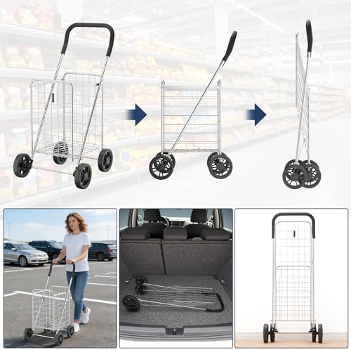 Whitmor Utility Shopping Cart - Durable Folding Design for Easy Storage, Model Number: 6250-4997-2-SIOCA - Image 6