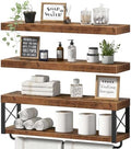 QEEIG Bathroom Shelves Over Toilet - Floating Shelf for Wall Toilet Paper Storage Farmhouse 32 inch Long Set of 3, Rustic Brown (029-80BN3) by QEEIG