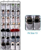 REGELETO 2 Pack 28 Pocket Over the Door Shoe Organizer, Hanging Shoe Rack for Door Large Capacity Shoe Organizer Holder with 4 Metal Hooks (White-2Pack) - Image 3