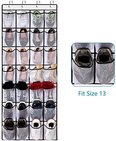REGELETO 28 Large Pocket Over the Door Shoe Organzier, Hanging Shoe Rack for Door Large Capacity Shoe Organizer Holder with 4 Metal Hooks. - Image 4