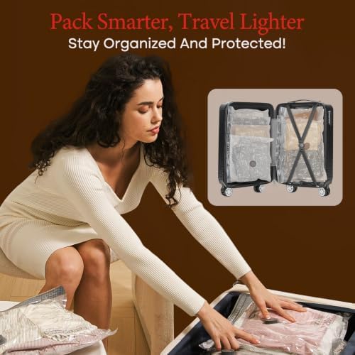 Vacbird Travel Vacuum Bags with Rechargeable Pump, Carry-On Space Saver | See Contents Easily with Transparent Bags, 1500mAh Pump Compresses 90+ Bags, Carry-On Size for Easy Travel Packing - Image 5