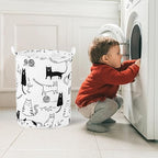Foldable Baby Laundry Basket Hamper for Nursery Girl Boy kids Clothes laundry hamper basket Portable Tall Collapsible Cute Laundry Basket Organizer, Nursery Storage Basket with Handles (Animal Cats) - Image 5