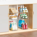 2 Pack 3 Tier Large Pull Out Bathroom Organizers and Storage,13.8″ Deep Sliding Kitchen Under Sink Organizer for Cleaning Products Storage,Acrylic Clear Bathroom inder Sink Organizer,Undersink Storage - Image 7