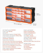 VEVOR 22-Drawer Storage Organizer, Plastic, Drawer Storage Cabinet for Garage Organization, Stackable Small Parts Organizer, Wall-Mounted Toolbox, for Hardware, Beads, Screws, Crafts, Building Bricks - Image 3