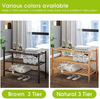 BMOSU 3-Tier Bamboo Shoe Rack Premium Stackable Shoe Shelf Storage Organizer for Hallway Closet Living Room Entryway Organizer (Brown Bamboo) - Image 6