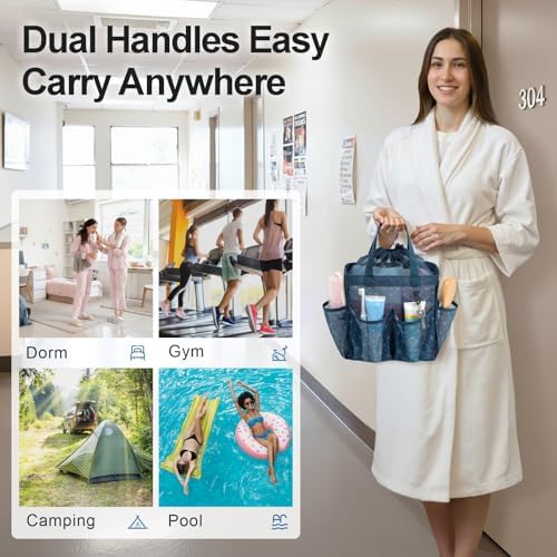 Mesh Shower Caddy Portable with Drawstring - 2-Handle Shower Bag for Dorm - Image 7
