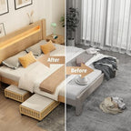 MHXW SXPN 2 Pack Bamboo Under Bed Storage Containers with Wheels, Nature | Underbed Drawer Storage with Bag, Wood Rolling Underbed Organizer for Shoes, Sheets Clothes Blanket Comforter, Under Crib Toy - Image 5