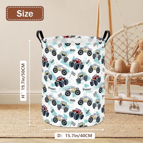 Monster Truck Fabric Storage Bin Nursery Organizer Basket - Image 2