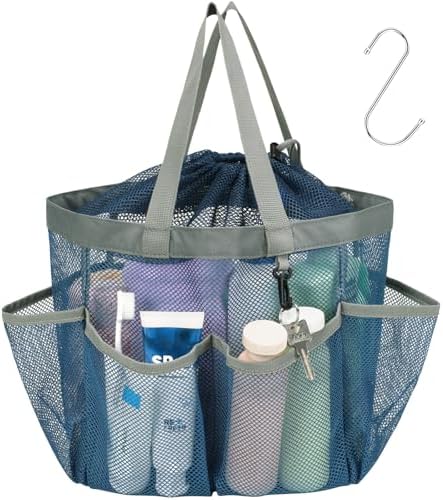 Mesh Shower Caddy Portable with Drawstring - 2-Handle Shower Bag for Dorm by F-color