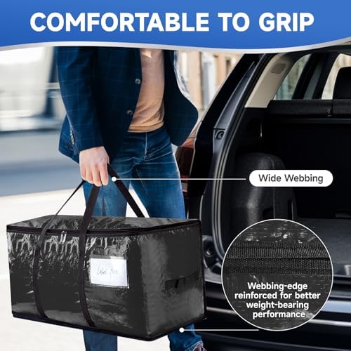 CONGREGATE 8-Pack packing bags for moving with Zippers and Handles, Heavy Duty Storage Handbags for Space Saving, Made of PE, 97 Liters/25.6 Gallons (28.7 Inch x 13.7 Inch x 15 Inch) - Image 3