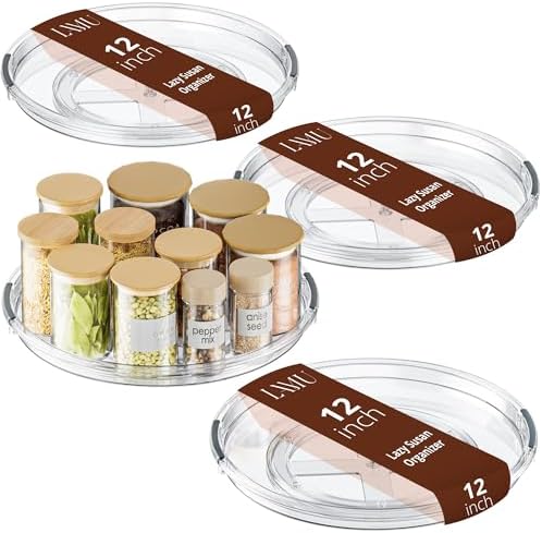 LAMU 12 in Lazy Susan Turntable, 4 Pack Clear Spice Rack, Organizer Storage by YourHome-OrganizationHelper
