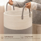 OIAHOMY 80L Nursery Hamper Laundry Basket Laundry Hamper Grey/White - Image 6