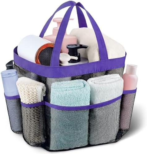 Mesh Shower Caddy Portable - 9 Pockets, Shower Bag for Dorm Room Camping by Attmu
