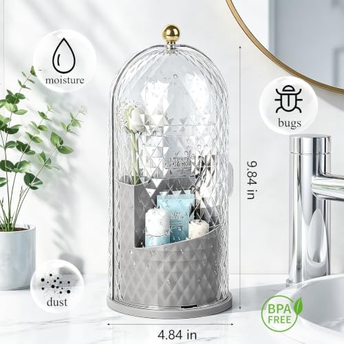 Toothbrush Holder with Cover for Bathroom Countertop, Organizer, Gray - Image 2
