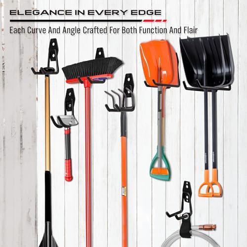 Garage Tool Storage Wall Hook Assortment Set: 15PCS Heavy Duty Large Hanger Garden Tool Organizer Ladder Bike Rack Yard Tool Holder Shed Shovel Metal Screw Organization Bicycle Steel Bracket - Image 5