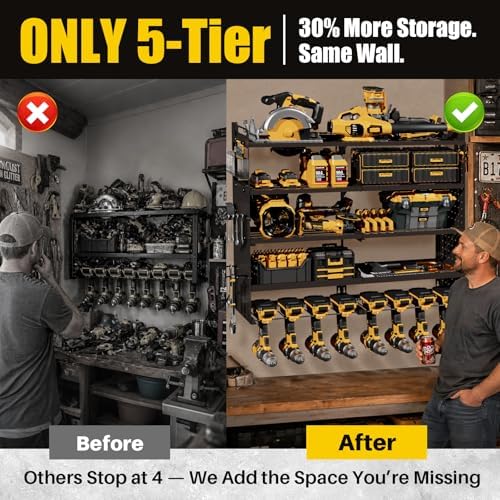 Large 5-Tier Power Tool Organizer Wall Mount, 320lb Capacity, 34'' Wide - Image 3