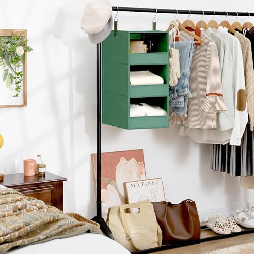GRANNY SAYS 3-Shelf Hanging Closet Organizer, Foldable Storage, Dark Green | 33 lb Capacity, No-Sag Support, Keeps Clothes Neat, Folds Flat, Fits RV, Dorm & Small Closets - Image 6