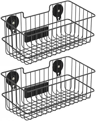 ULIBERMAGNET Magnetic Baskets, Large Capacity Metal Wire Mesh Basket Holder Organizer for Sundry Tool Storage, Magnetic Shelf for Garage, Laundry, Kitchen, Workshop, Cabinet(2 Pack) by ULIBERMAGNET
