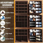 SpaceAid Shoe Organizer for Closet, 2 Pack Foldable Shoe Storage Containers Baskets Boxes Bins w/Adjustable Dividers, Fits 16-32 Pairs, Brown - Image 3