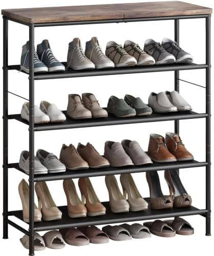 INGIORDAR 5 Tier Shoe Rack Storage Organizer Shelf Top with MDF Board by INGIORDAR
