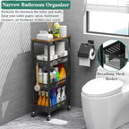 OKZEST 4-Tier Slim Rolling Storage Cart for Bathroom, Laundry Room, Kitchen - Image 2