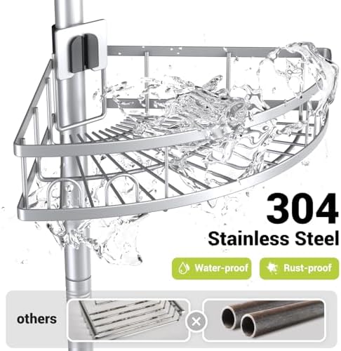 Aitatty Floor Standing Corner Shower Caddy - Rustproof Shower Stand Shelves - Image 2