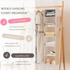 Hanging Closet Organizer and Storage with Bamboo Support, 6-Shelf Closet Hanging Storage Shelves, Closet Organizers Easy Mount Foldable for Bedroom - Image 3