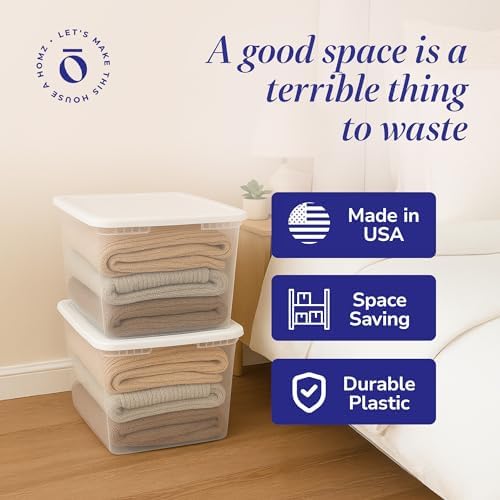 HOMZ Snaplock, Large Clear Plastic Storage Organizer Bins w/Lids, 2 Pack | Stackable Container Set for Home, Office Shelves, Kitchen, Garage, and Bathroom Organization - Image 6