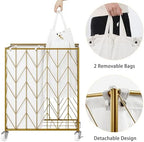 WOWLIVE Double Laundry Hamper with Lid, Rolling Laundry Basket with Wheels - Image 5